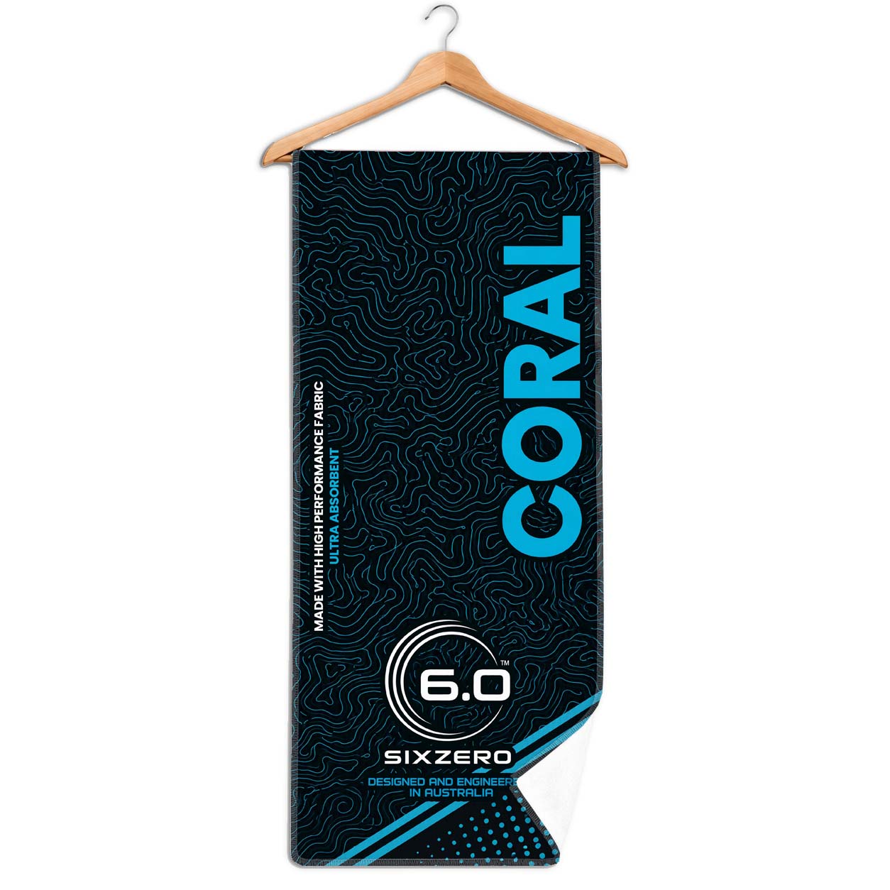 Six Zero 6.0 Coral Blue Microfiber Pickleball Towel