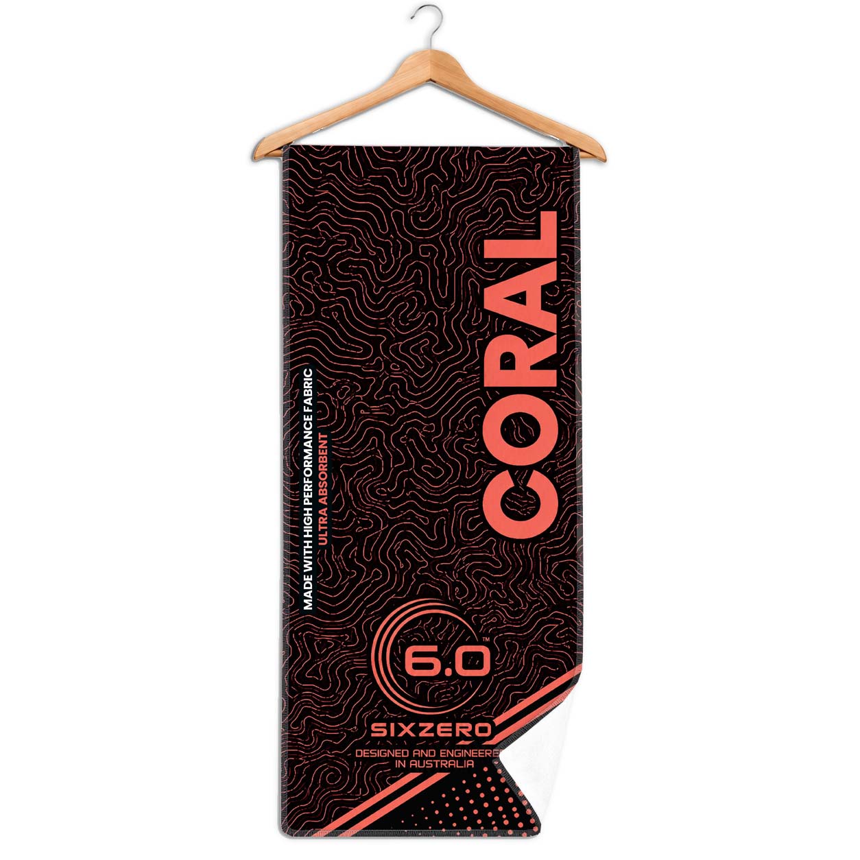 Six Zero 6.0 Coral Orange Microfiber Pickleball Towel